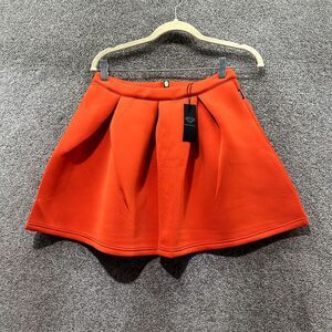 Diamond Supply NUWAVE Mini Skirt Womens Small Orange Pleated Back‎ Zip NWT